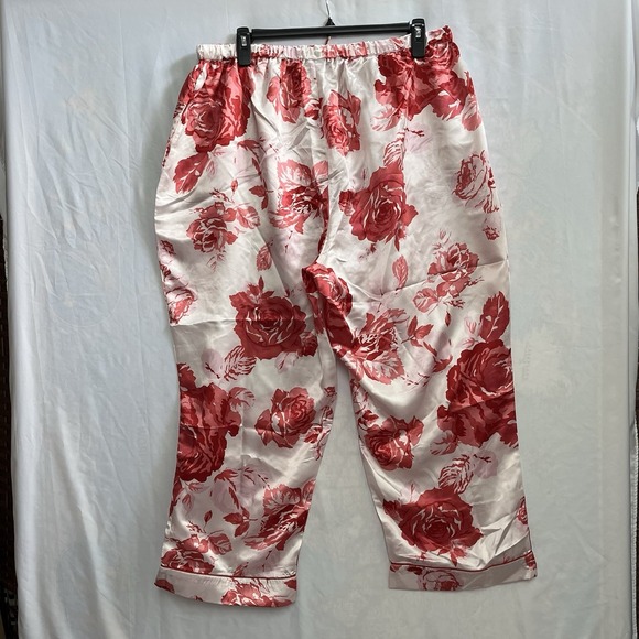 Amoureuse Plus Size 3X Floral 2 Piece Pajama Intimate Sleep Wear Red Women - Picture 7 of 12